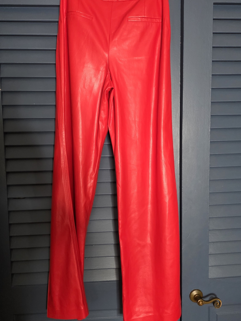 NWT Alice + Olivia Dylan High-Rise Vegan Leather Wide-Leg Pants - Bright Ruby 12 - Picture 5 of 9